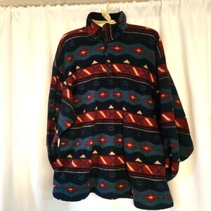 Vintage Bugle Boy 1/4 Zip Fleece Mens Med Aztec‎ Print 90s Y2K